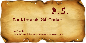 Martincsek Sándor névjegykártya